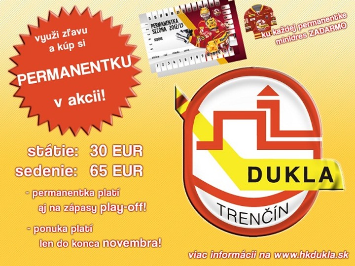 Zakúpte si akciovú permanentku na zvyšné domáce zápasy Dukly !